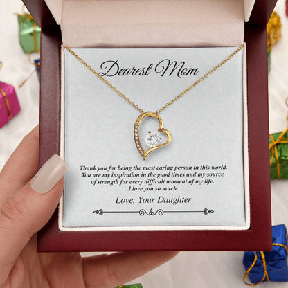 'Dearest Mom' Heart Necklace - The Most Caring Person In This World Forever Love Necklace
