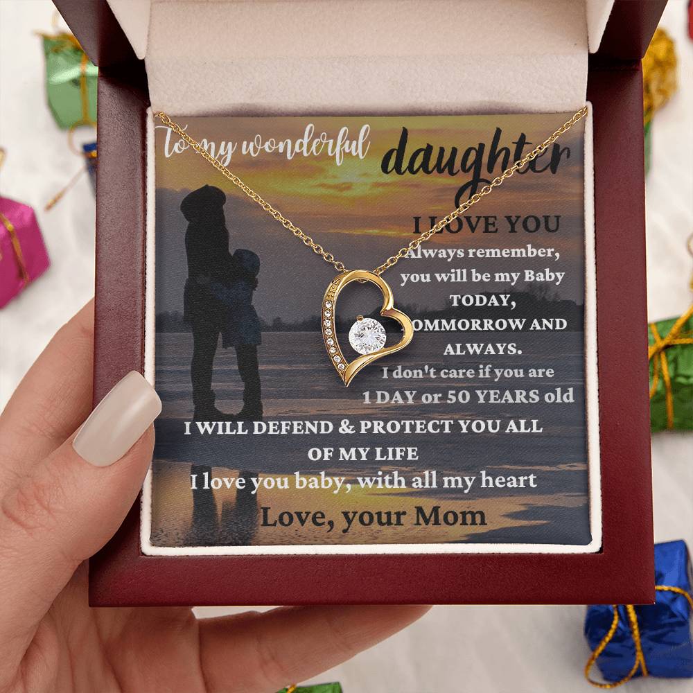 To My Wonderful Daughter Straighten Your Crown Necklace Mom Daughter Necklace Daughter Birthday Gift Daughter Graduation Gift Forever Love Necklace