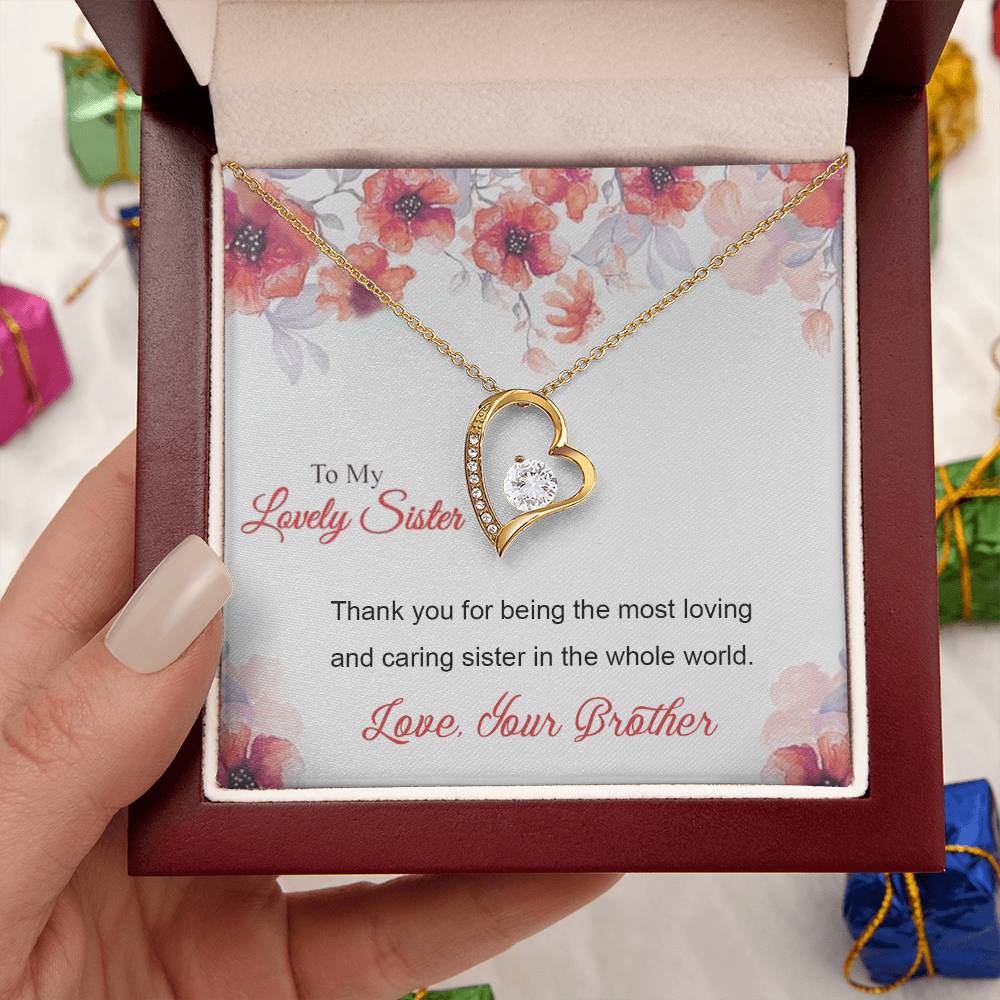 To My Lovely Sister - 92.5 Sterling Silver Pendant Forever Love Necklace