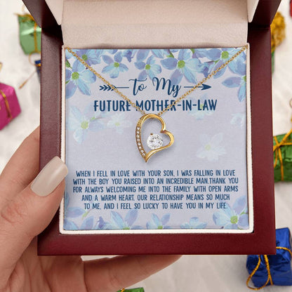 Love Knot Pendant Necklace To My Future Mother-In-Law The Boy You Raised Bonus Mom Gift Future Mother-In-Law Necklace Future Stepmom Forever Love Necklace