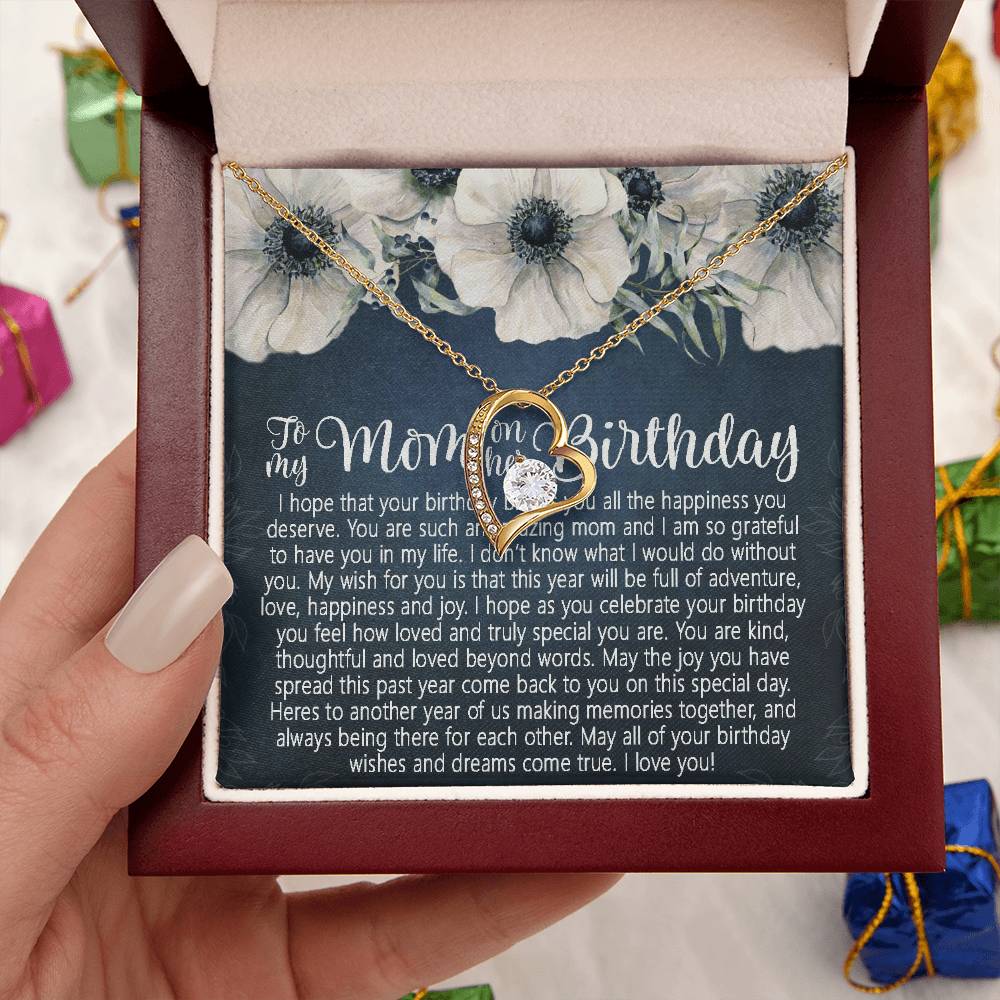 Mom Birthday Forever Love Necklace Gift Mom Birthday Jewelry Mom Necklace Or Bracelet Happy Birthday Mom Message Card Quote Cute Gift For Mom Forever Love Necklace