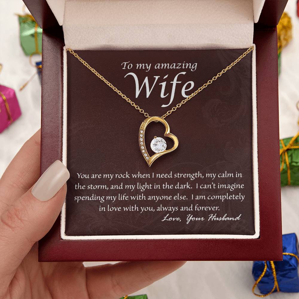 Wife You Are My Rock Heart Necklace Forever Love Necklace