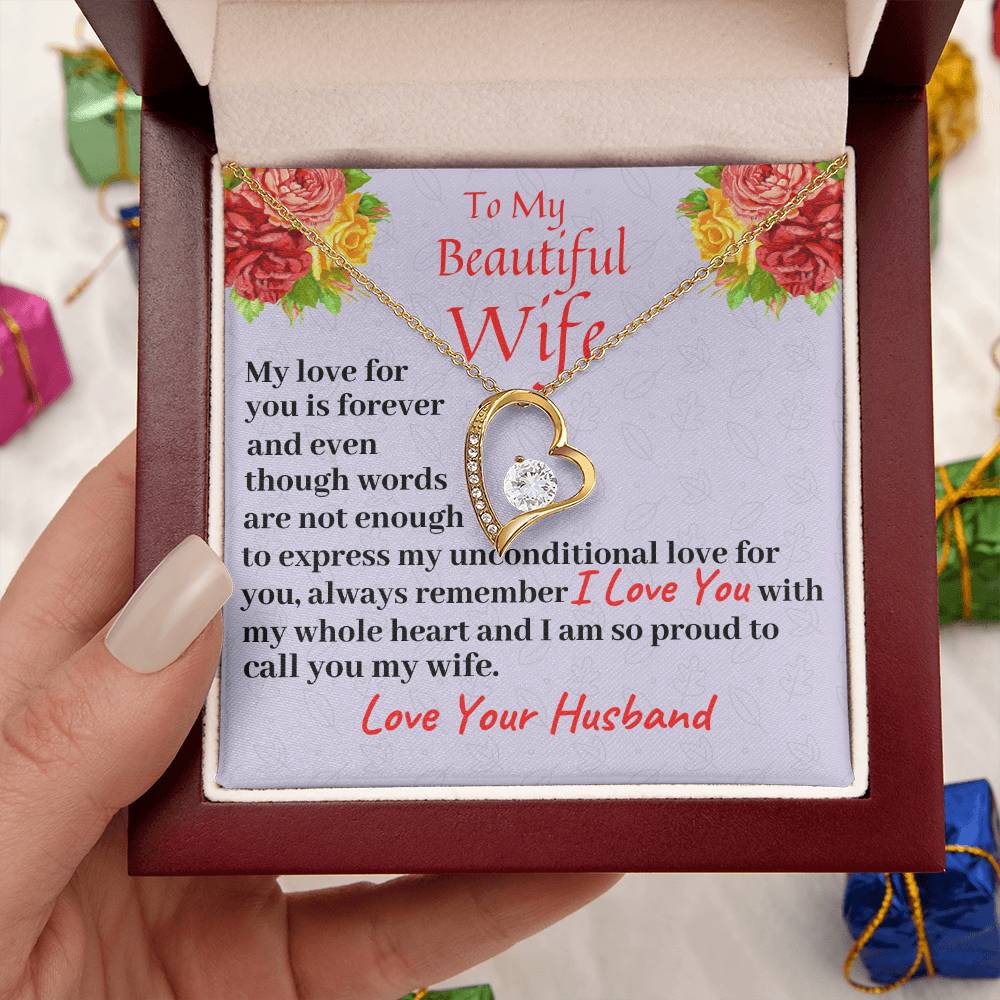 To My Beautiful Wife My Love For You Is Forever Necklace Forever Love Necklace