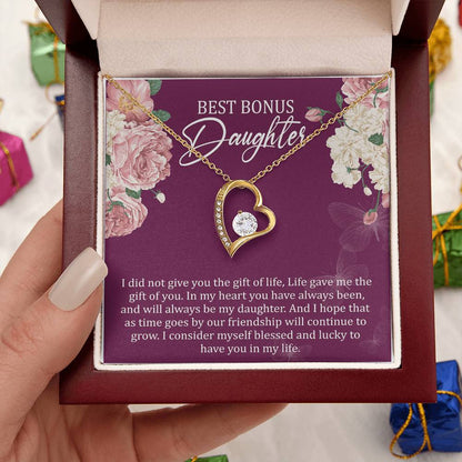Best Bonus Daughter Birthday Message Card Gift Bonus Daughter Step Daughter Gift Bonus Daughter Necklace Forever Love Necklace