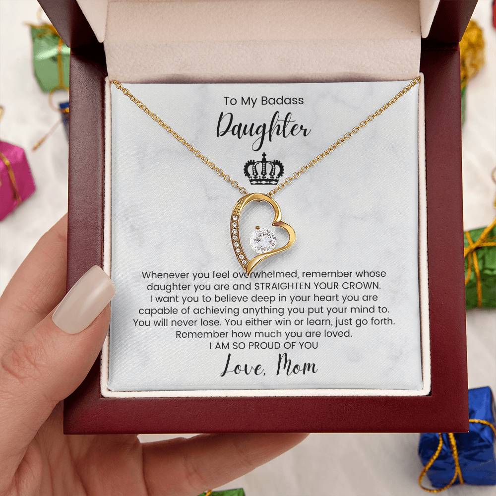 To My Badass Daughter Gift For Daughter Birthday Luxe Crown Necklace Gift Set Badass Daughter Gift Forever Love Necklace