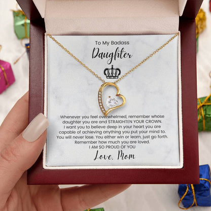 To My Badass Daughter Gift For Daughter Birthday Luxe Crown Necklace Gift Set Badass Daughter Gift Forever Love Necklace