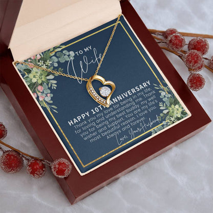 10 Year Anniversary Gift For Wife 10 Year Anniversary Gifts 10Th Wedding Anniversary Gift For Her Forever Love Necklace
