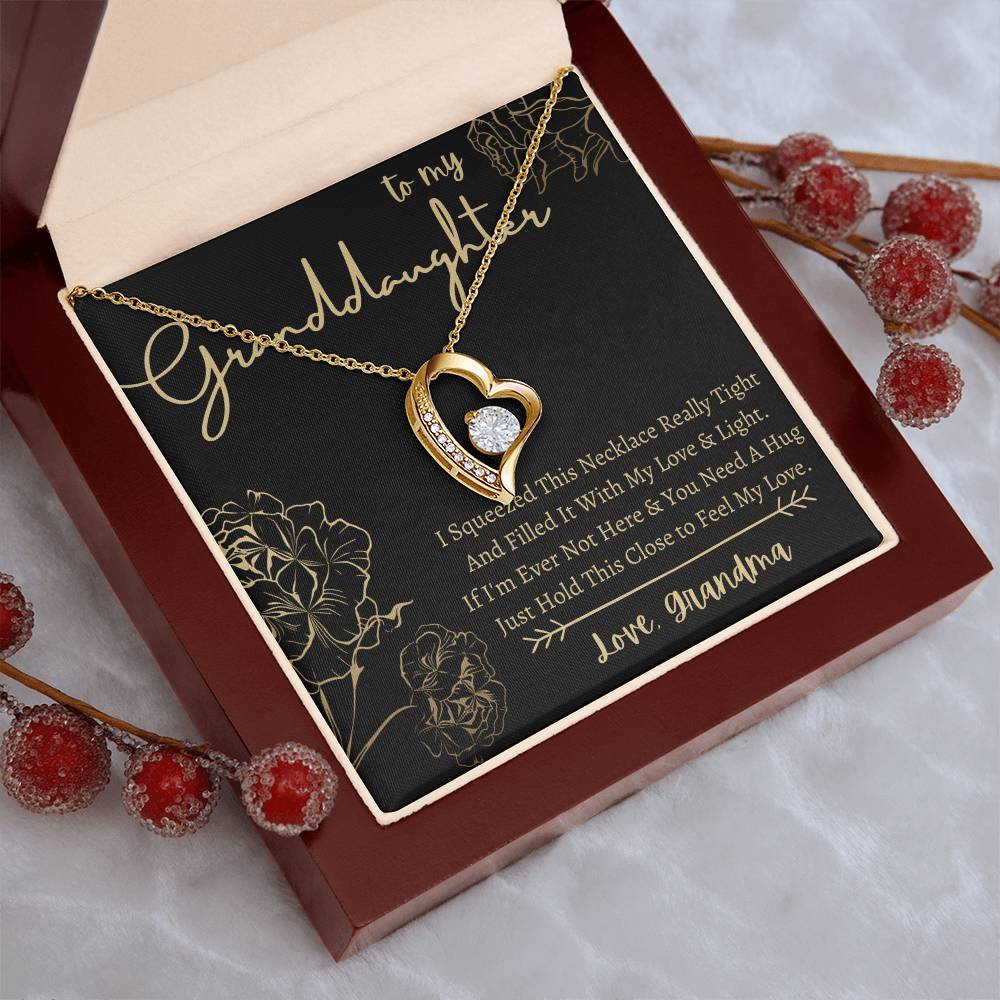 To My Granddaughter - Heart Necklace - Squeeze This Necklace - Love Grandma Forever Love Necklace