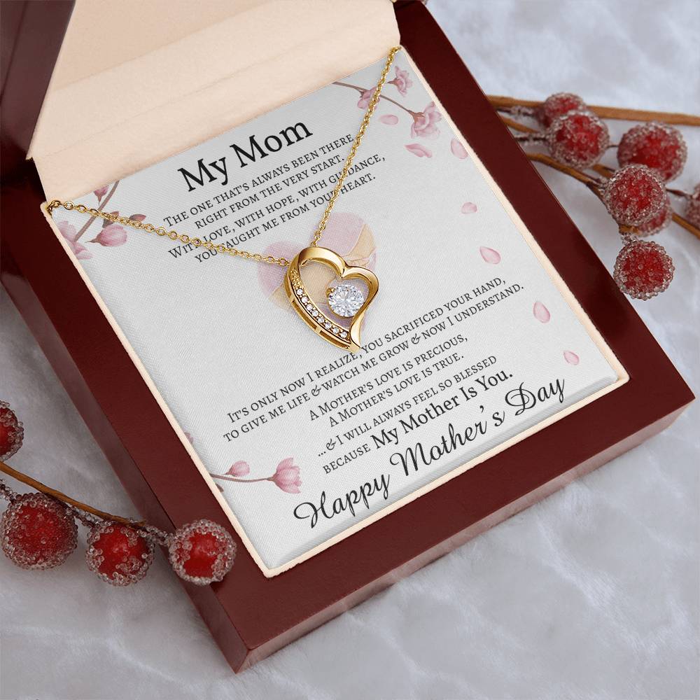 Mother's Day Gift Necklace Message Card Necklace For Mom Heart Shaped Pendant Necklace For Mom Forever Love Necklace