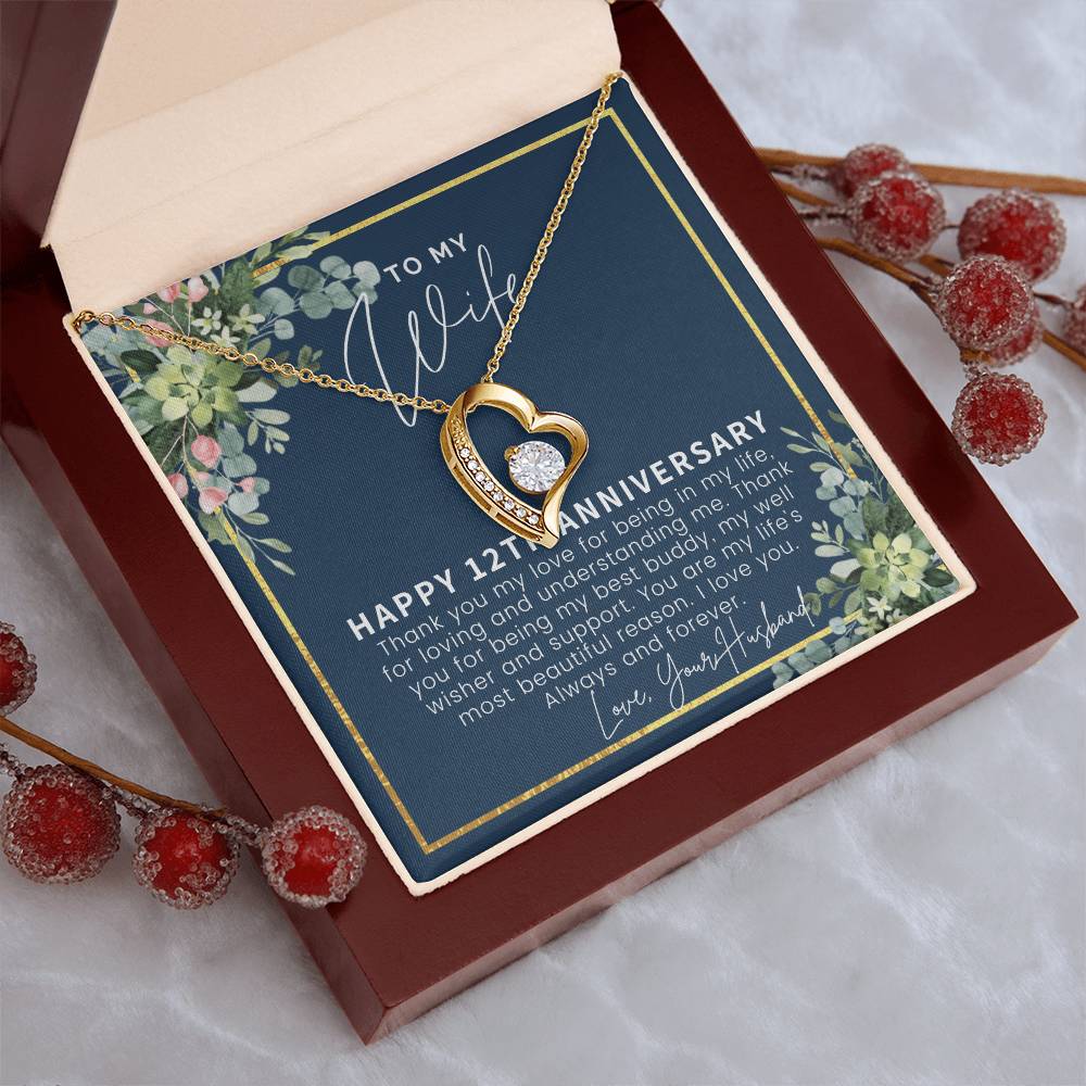 12 Year Anniversary Gift Ideas 12Th Anniversary Gift For Her 12 Year Wedding Anniversary Gift For Wife 12Th Anniversary Gifts Forever Love Necklace