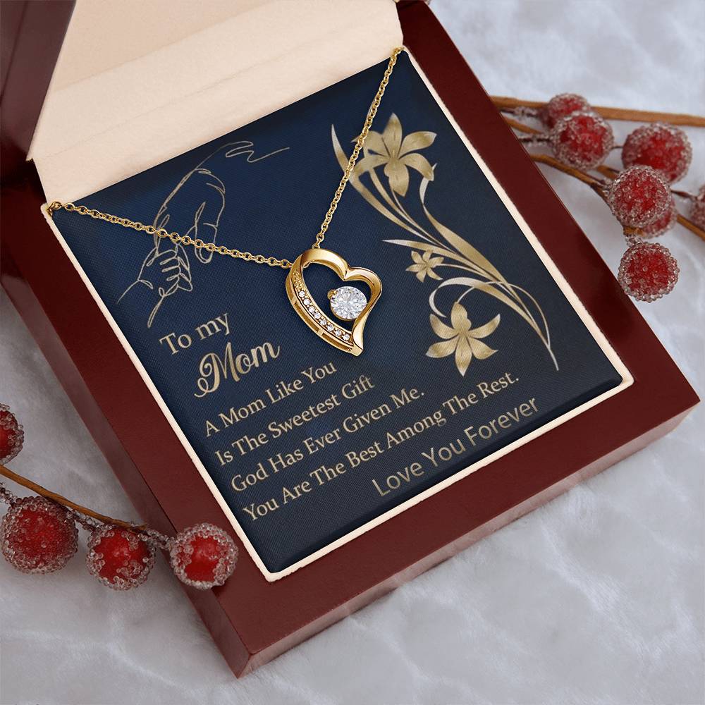 To My Mom Sweetest Gift 92.5 Sterling Silver Pendant 1 Forever Love Necklace