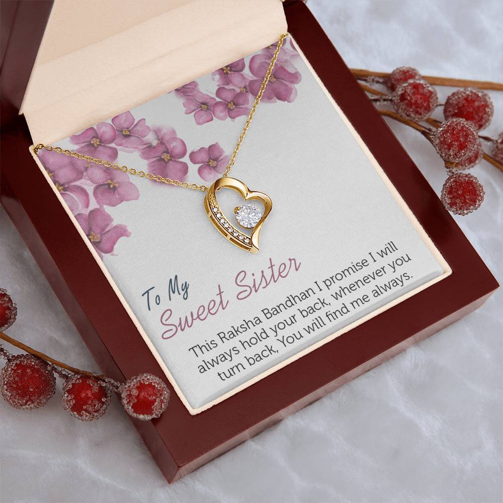 To My Sweet Sister - 925 Sterling Silver Pendant Forever Love Necklace