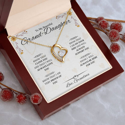 To Granddaughterfour Things To Remembercrystal In Heart Necklacefrom Grandma 1 Forever Love Necklace