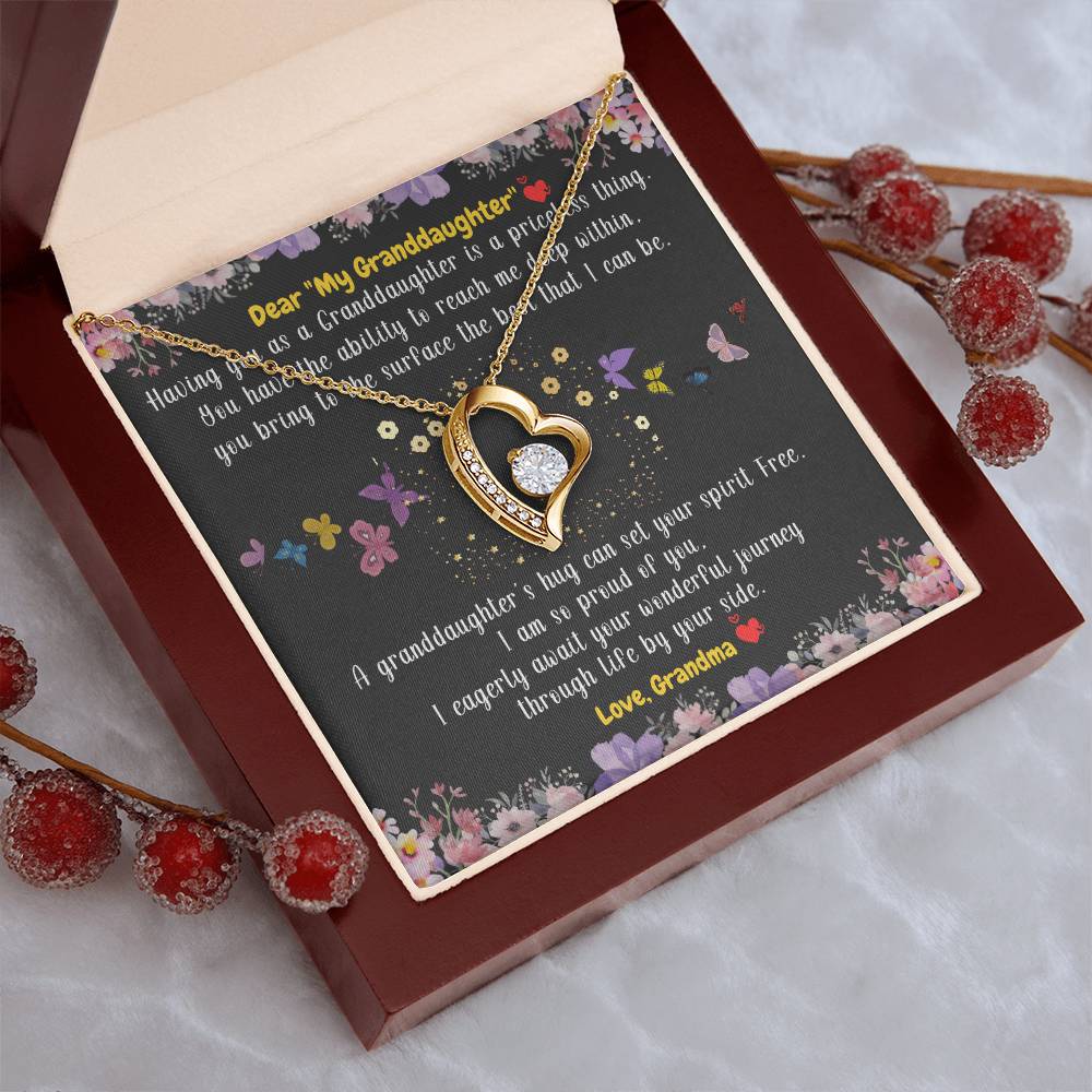 To My Granddaughter A Granddaughter’s Hug Can Set Your Spirit Free From Grandma 1 Forever Love Necklace