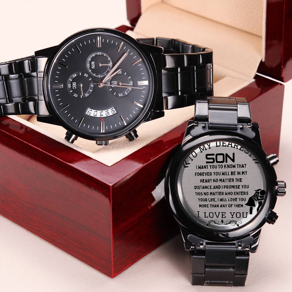 To My Dearest Son Engraving Chronograph Watch