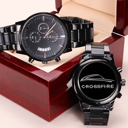 Chrysler Crossfire Coupe Lovers Engraved Emblem Black Chronograph Watch For Crossfire Lovers Engraving Chronograph Watch