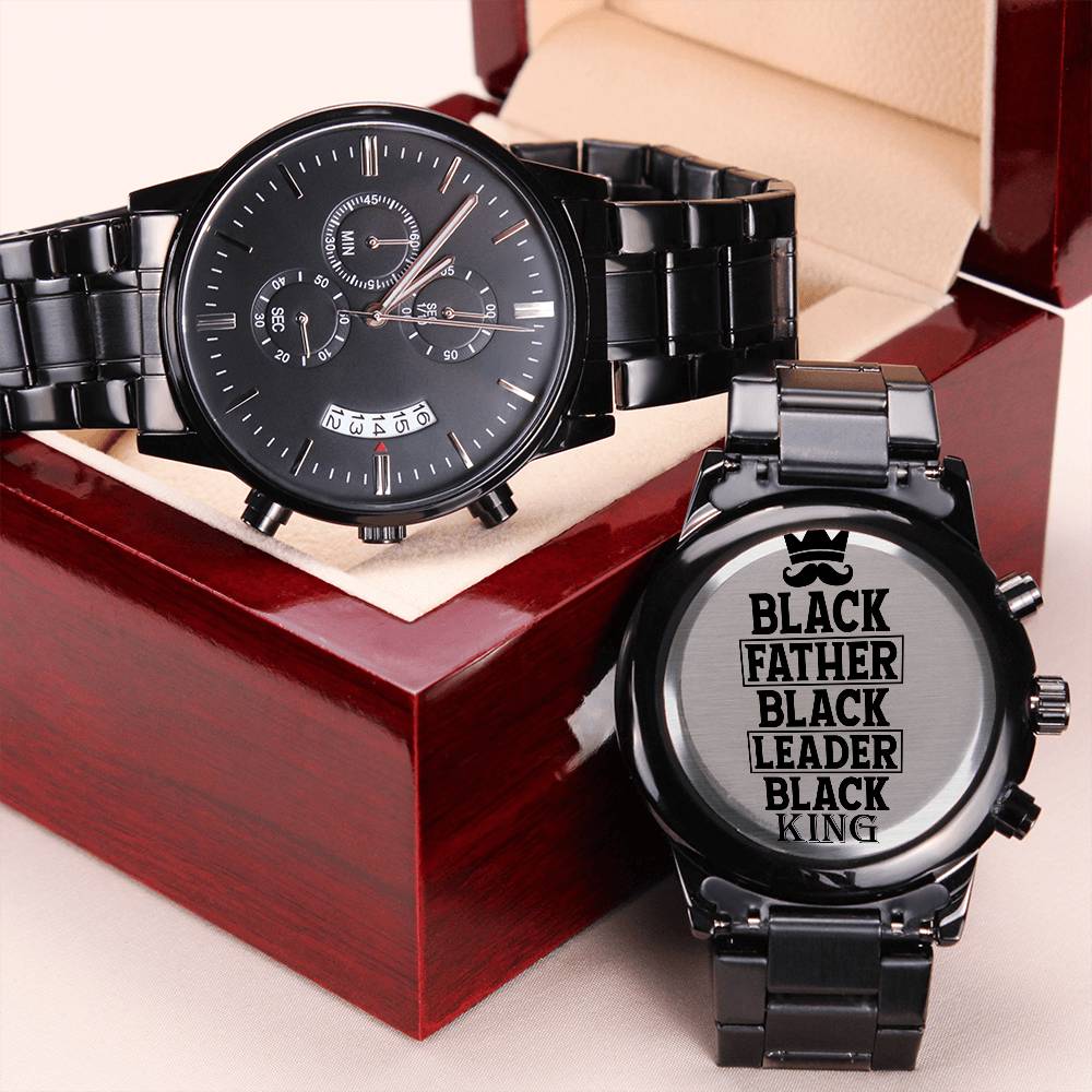Black Father Engraving Chronograph Watch