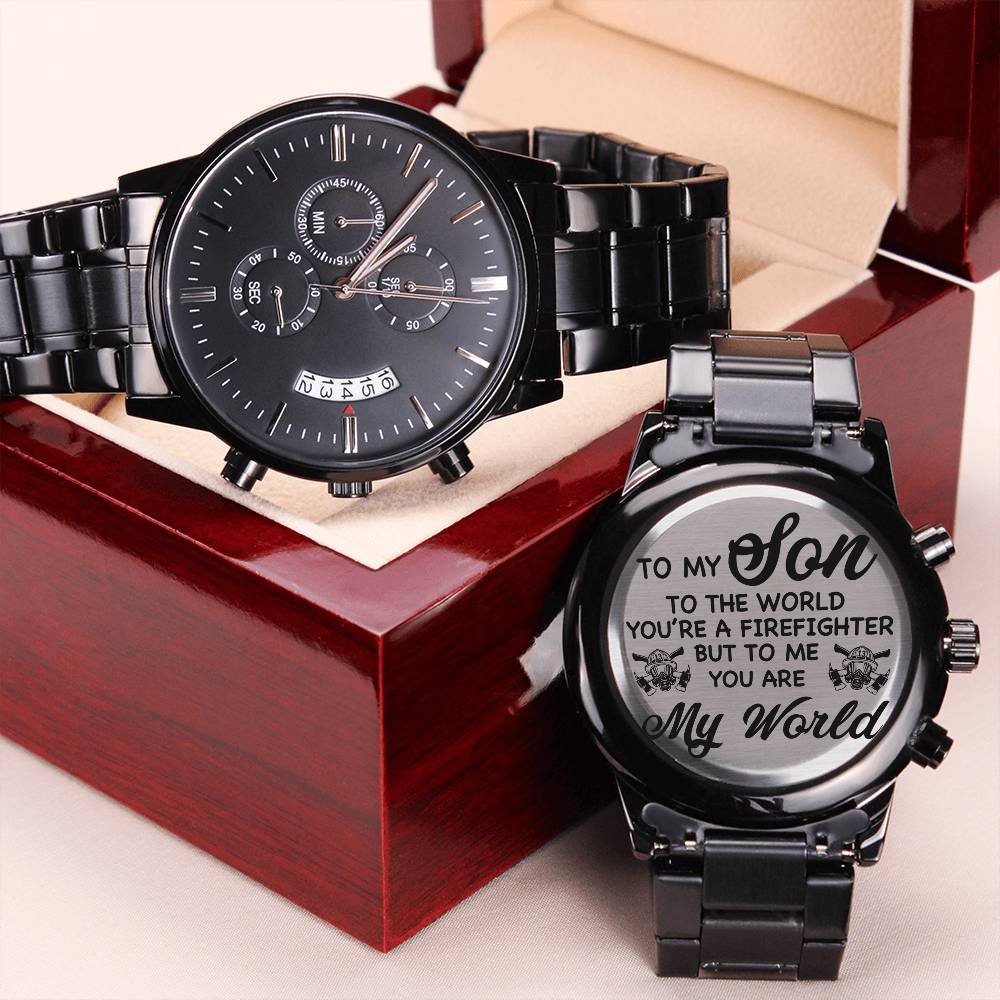 To My Son - Firefighter Engraving Chronograph Watch