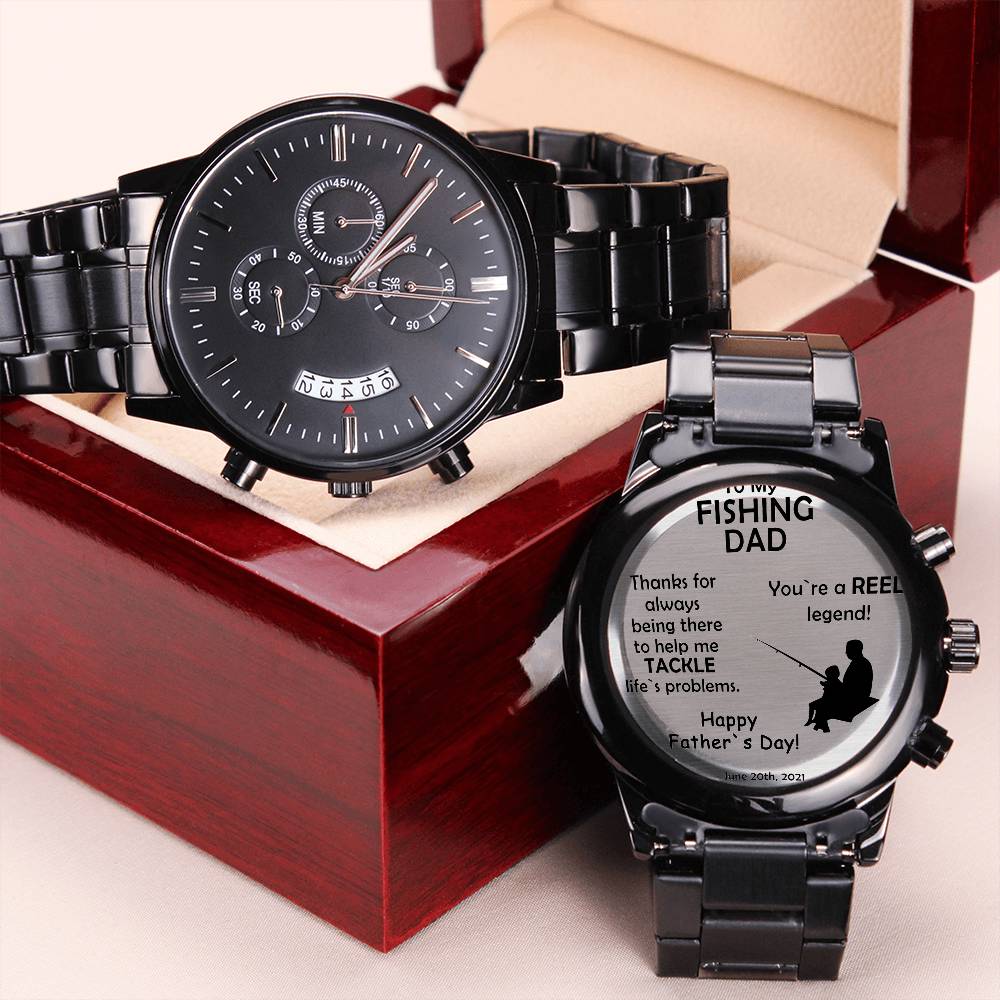To My Fishing Dad Chronograph Watch Engraving Chronograph Watch
