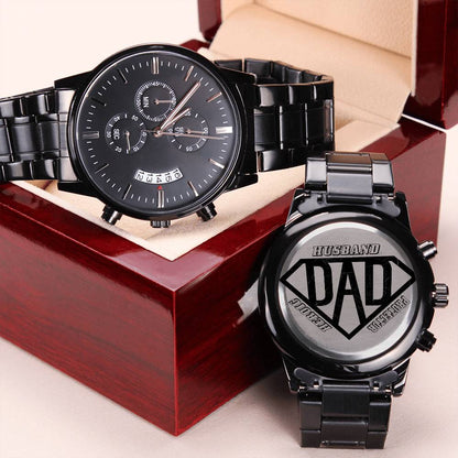 Husband Protector Heroic Superdad Water Resistant Scratch-proof Laser Engraved Men's Watch Engraving Chronograph Watch