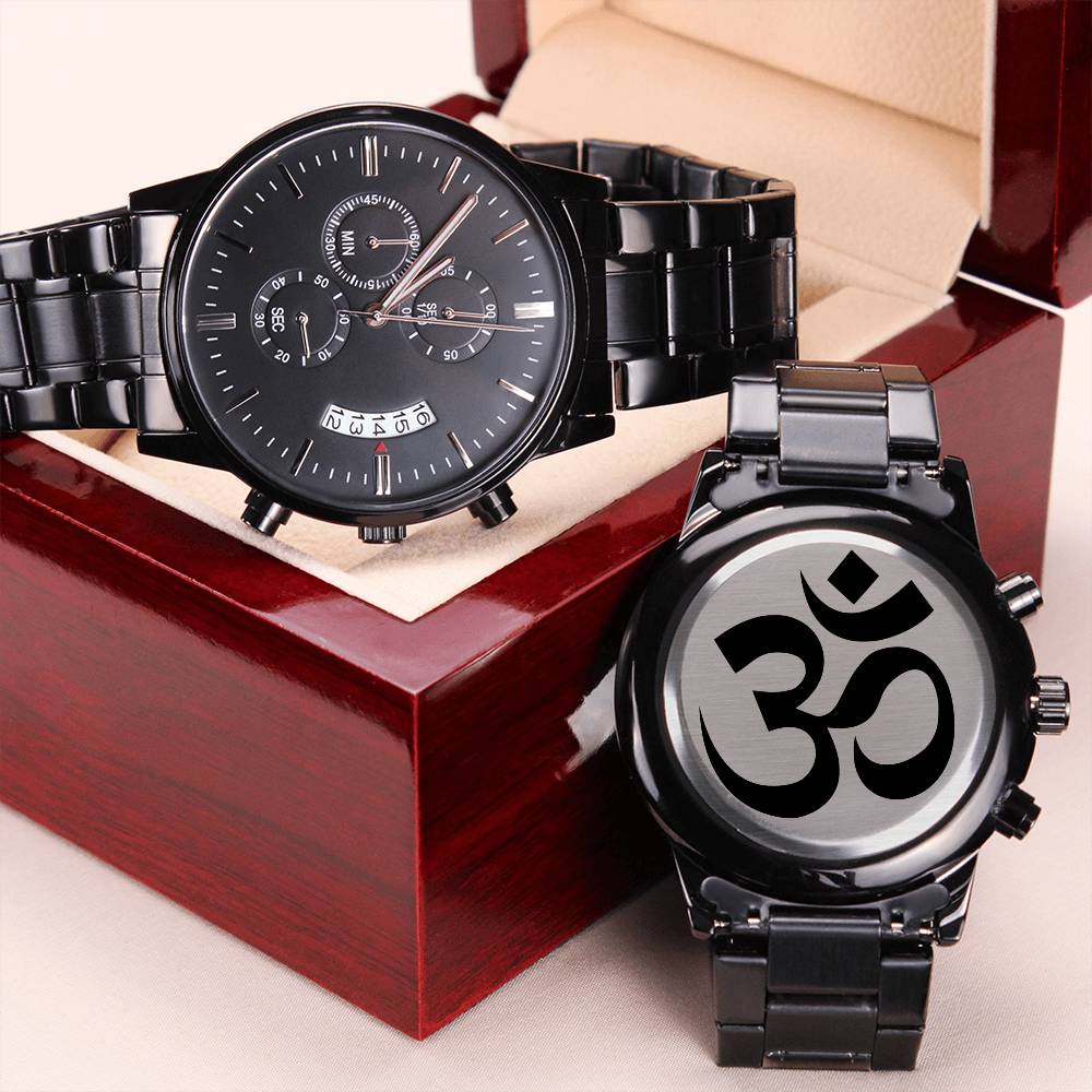 Om Symbol Chronograph Watch Engraving Chronograph Watch