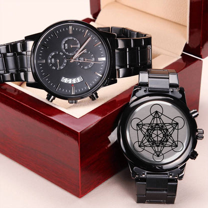 Metatron's Cube Chronograph Watch Sacred Geometry Torus Field Bucky Fuller Philomath Mathematics Plasma Physics Cymatics... Engraving Chronograph Watch