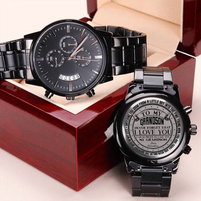 To My Grandson Love Grandma Engraved Gift Watch Engraving Chronograph Watch
