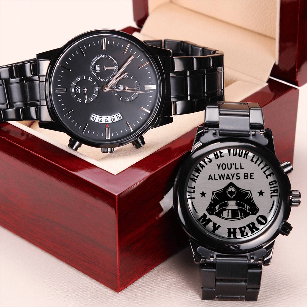 Sale!!! Police Man You'll Always Be My Hero Chronograph Watch Gift For Father's Day Engraving Chronograph Watch