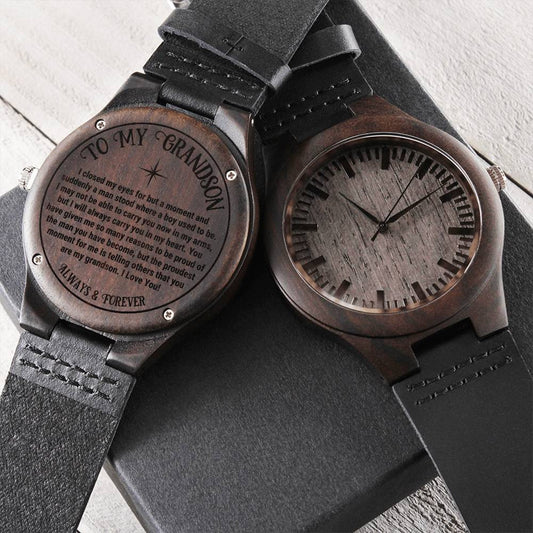 Grandson Gifts From Grandad Grandma To My Grandson Grandson Graduation Inspirational Gifts For Grandson Engraved Woode Engraved Wooden Watch