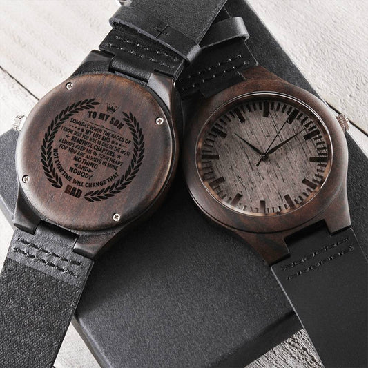 To My Son I Will Always Be Here For Your Engraved Chronograph Watch - First Father's Day Gift Engraved Watch Personali Engraved Wooden Watch