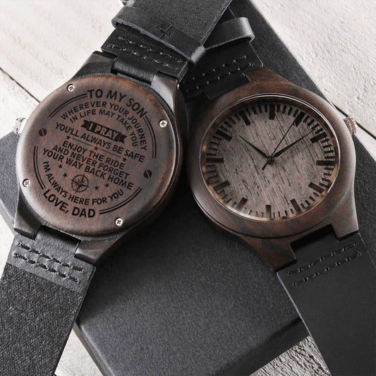 Gift To My Son - Way Back Home Son Birthday Gift From Dad Father To Son Gift Engraved Wooden Watch