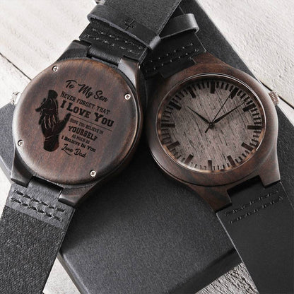 Gift For Son Never Forget That I Love You Customized Engraved Wooden Watch