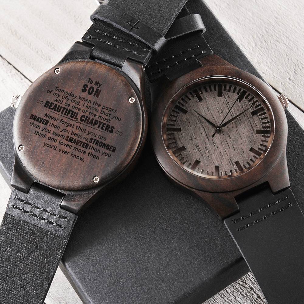To My Son - I'm Always Here For You - Elegant Steel Watch Gifts - Father's Day Watch - To My Love Son Birthday Gift - Engraved Wooden Watch