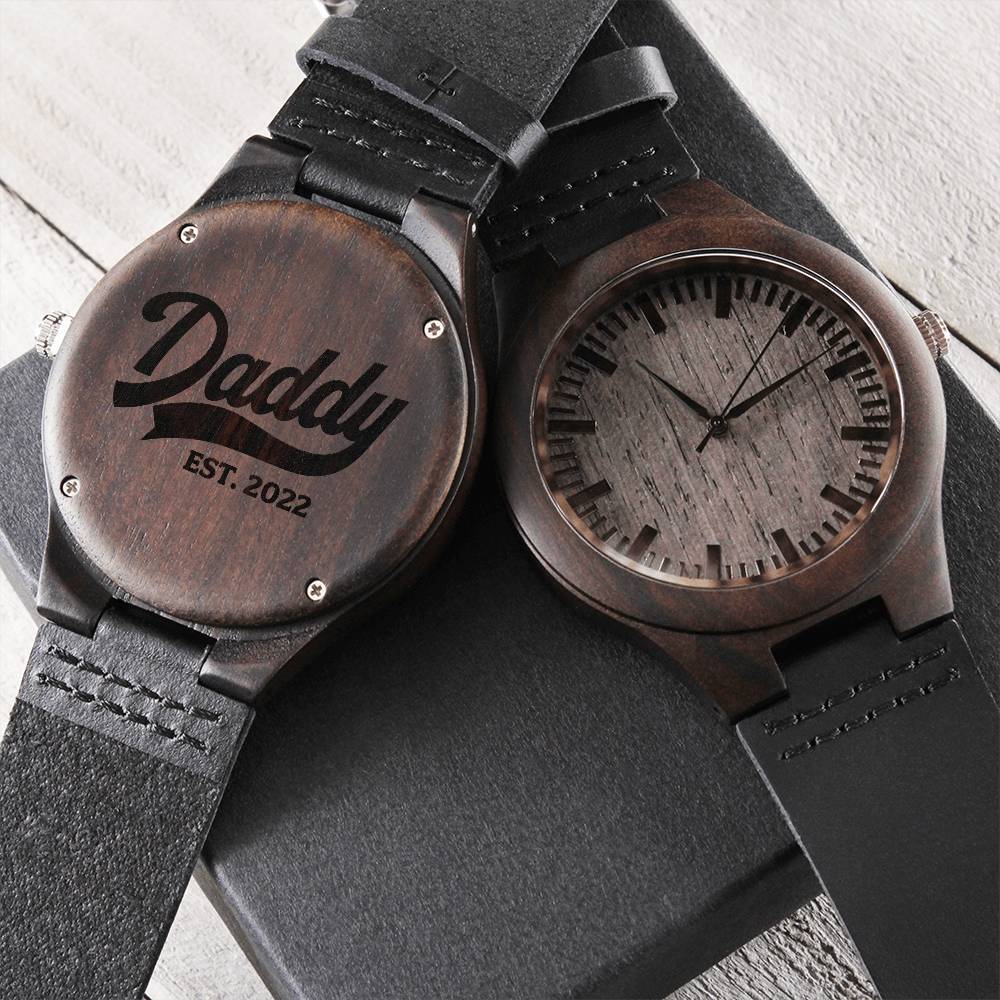 New Daddy 2022 Watch Gift For First Time Dad 2022 Personalized Watch Gift For Dad Gift For Husband Personalized Watch Engraved Wooden Watch
