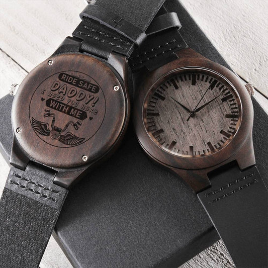Ride Safe Daddy Engraved Watch Drive Safe Engraved Watch Men Unique Men's Watches Husband Gift Watch Motorcycle Engrav Engraved Wooden Watch