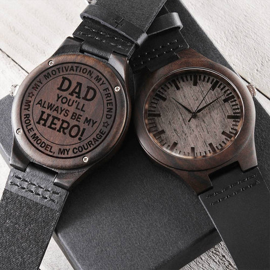 To My Dad Wood Watch - You'll Always Be My Hero Father's Day Gift For Dad Dad Birthday Thank You Dad Gift Engraved Wooden Watch