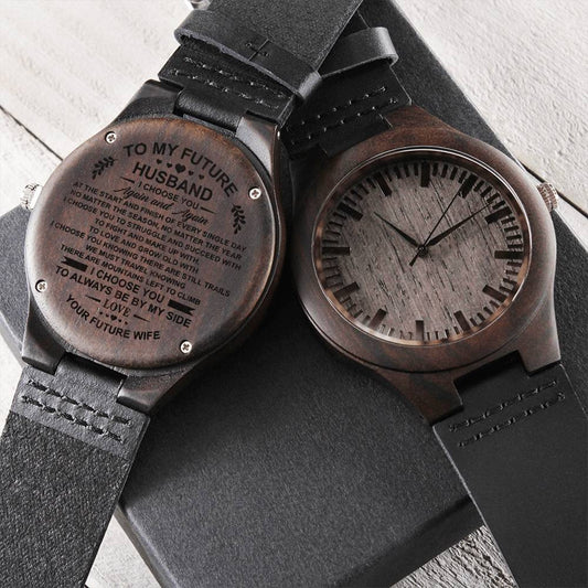To My Future Husband Wooden Wood Watch For Anniversary Wedding Birthday Graduation Gift From Fut Engraved Wooden Watch