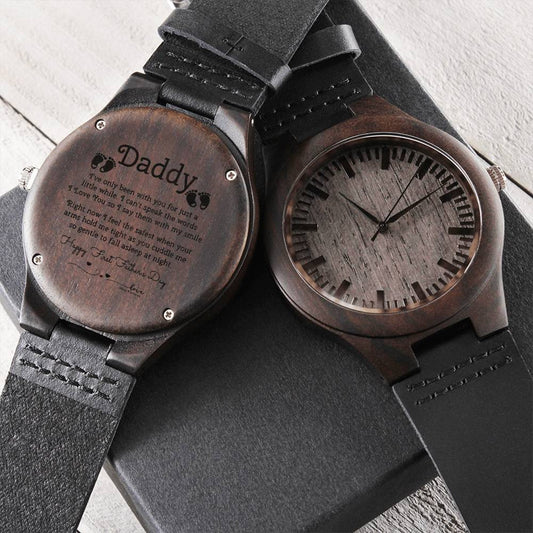 Daddy First Father's Day - Daddy Gift From Bump - Engraved Watch - First Time Dad Gift - Daddy From Bump - Soon To Be 1 Engraved Wooden Watch