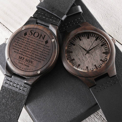 Son Birthday Gift From Mom Mother To Son Gift Son Gift Sentimental Gift For Son From Mom Best Son Engraved Wooden Watch