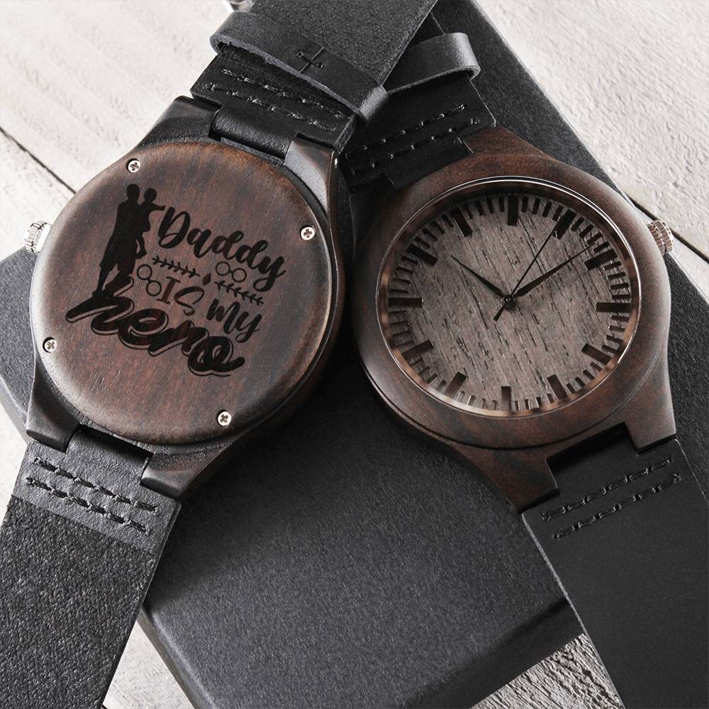Daddy Is My Hero Watch Fathers Day Gift Wood Engraved Fathers Day Watch Personalized Watch Birthday Gift For Dad Uniqu Engraved Wooden Watch