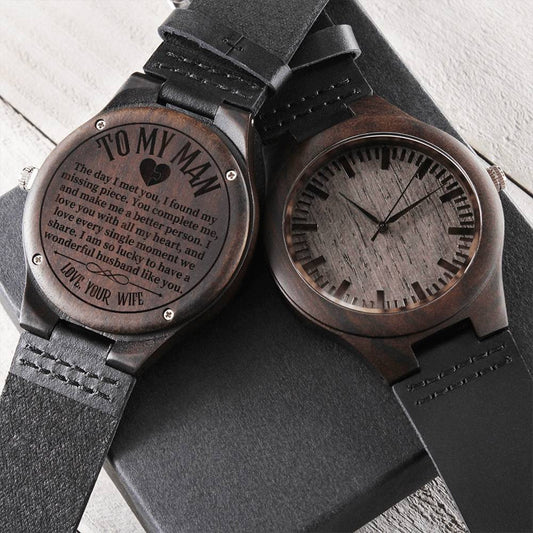 To My Man Wooden Watch Gift For Husband Romantic Birthday Gift For Husband Husband Gift Heartfelt Gift Watch Gift Engraved Wooden Watch