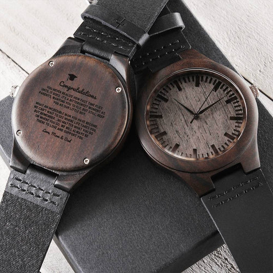 Personalized Congratulations Graduation For Son Watch - Graduation Gift Watch Graduation Gift For Him College Gradua Engraved Wooden Watch