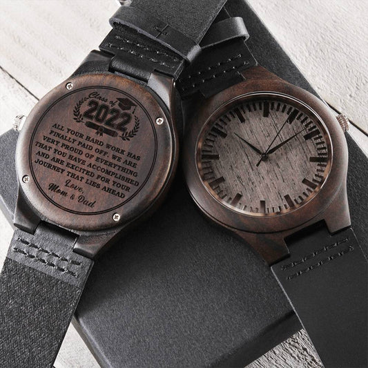 Graduation Gift For Son From Mom And Dad Personalized Watch Graduation Gift For Him Graduation 2022 Engraved Wooden Watch