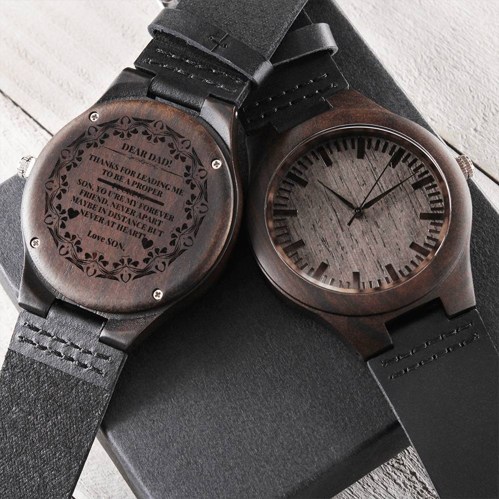Gift For Son - Love Dad Watch - To My Son From Dad Gift Ideas From Dad - Gift For Son From Dad Engraved Black Watch Me Engraved Wooden Watch