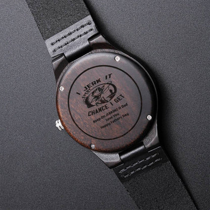To My Dad - Reel Cool Fishing Dad - Gift From Son Daughter Anniversary Gift Gift For Father's Day - Watch Gift For Fis Engraved Wooden Watch
