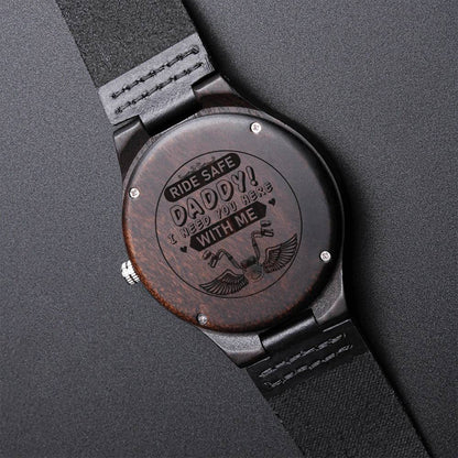 Ride Safe Daddy Engraved Watch Drive Safe Engraved Watch Men Unique Men's Watches Husband Gift Watch Motorcycle Engrav Engraved Wooden Watch