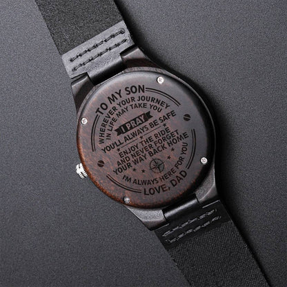 Gift To My Son - Way Back Home Son Birthday Gift From Dad Father To Son Gift Engraved Wooden Watch