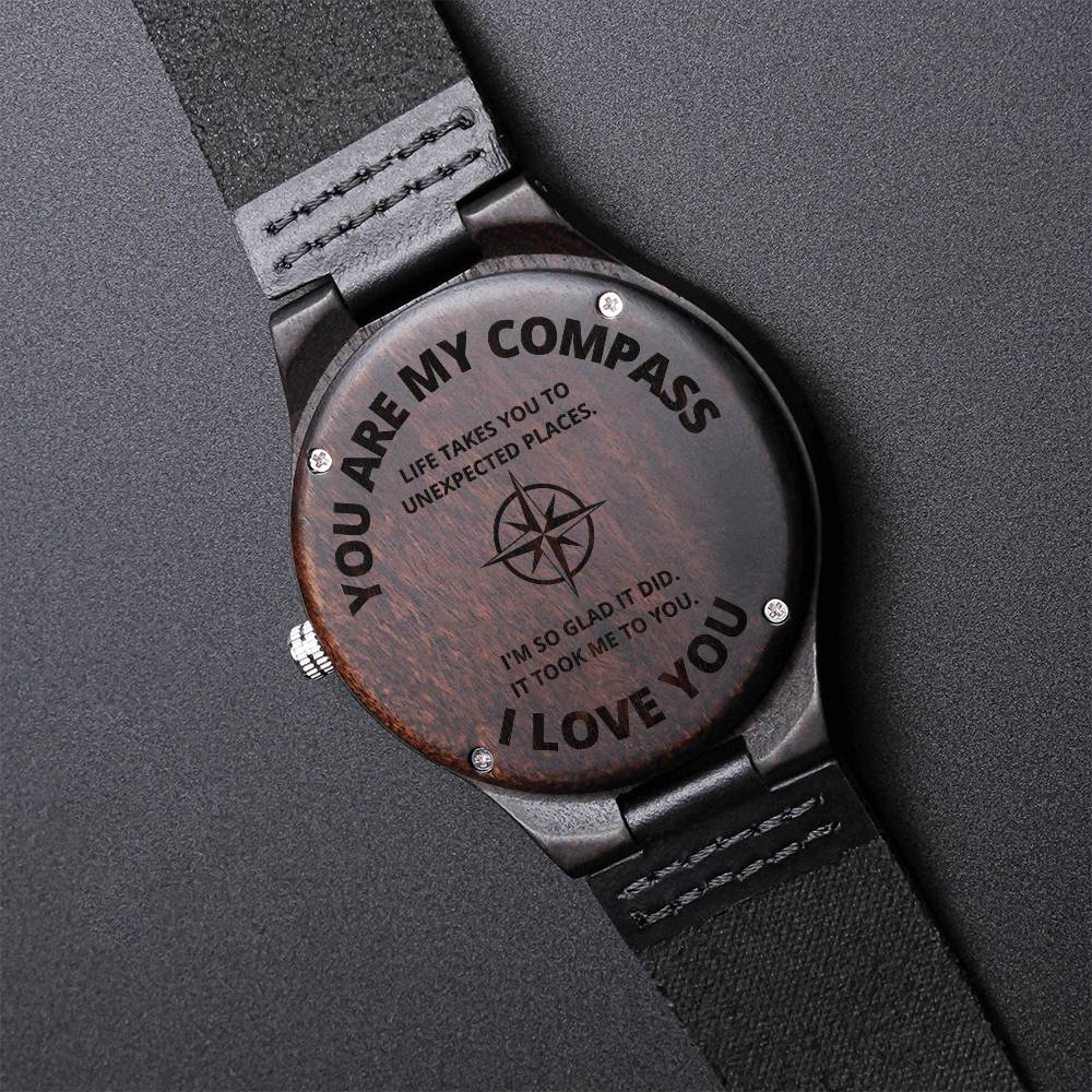You Are My Compass Engraved Watch Engraved Wooden Watch