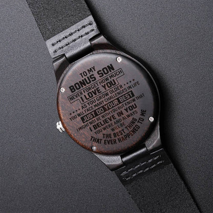 To My Bonus Son Wood Watch For Bonus Son Step Son Birthday Gift Christmas Gift Engraved Wooden Watch