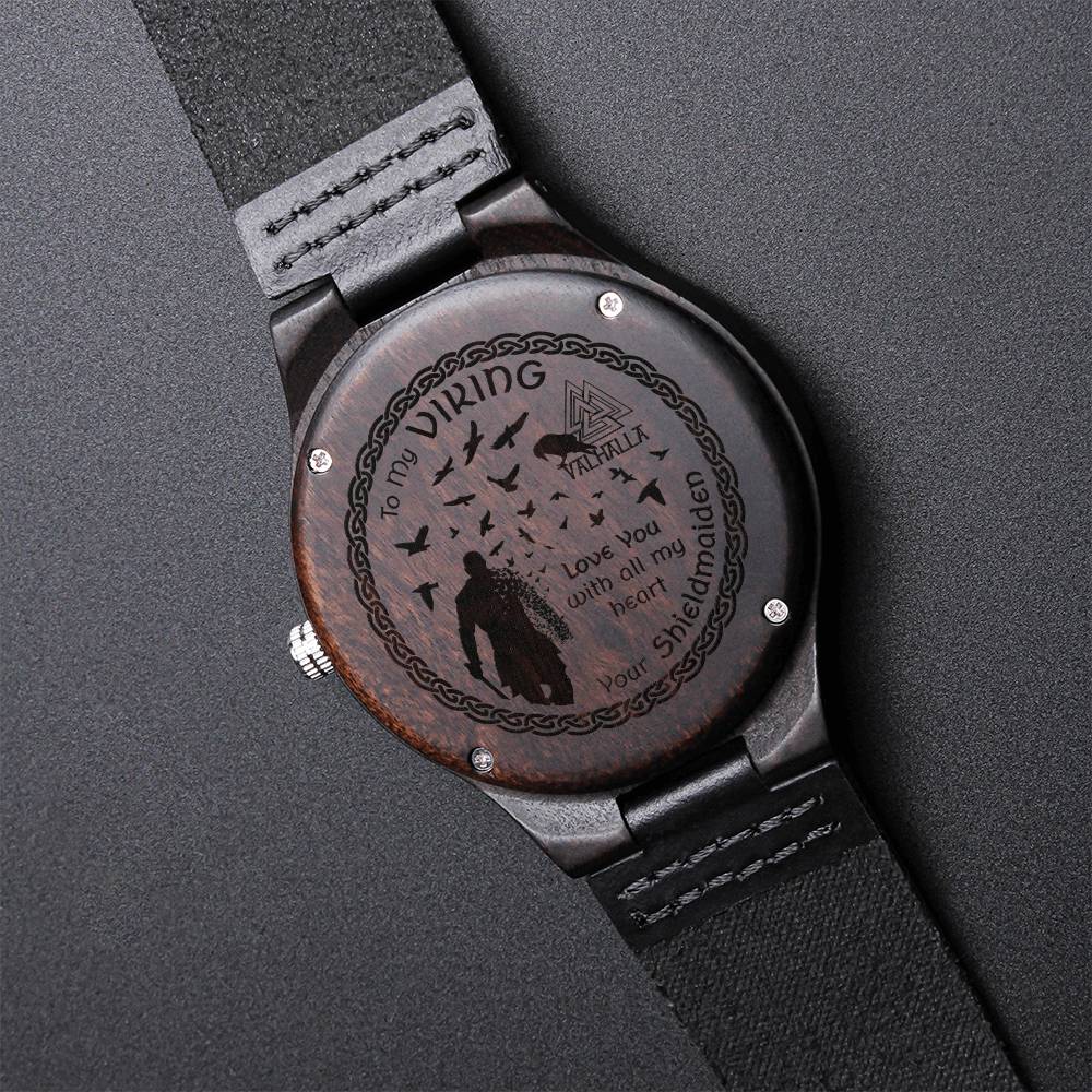 To My Viking From Shieldmaiden Watch Viking Husband Gift Watch Gift For Husband Viking Husband Watch Viking Husband Bi Engraved Wooden Watch